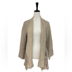 La Bottega di Brunella Linen Open Cardigan Beige Made in Italy Women’s M